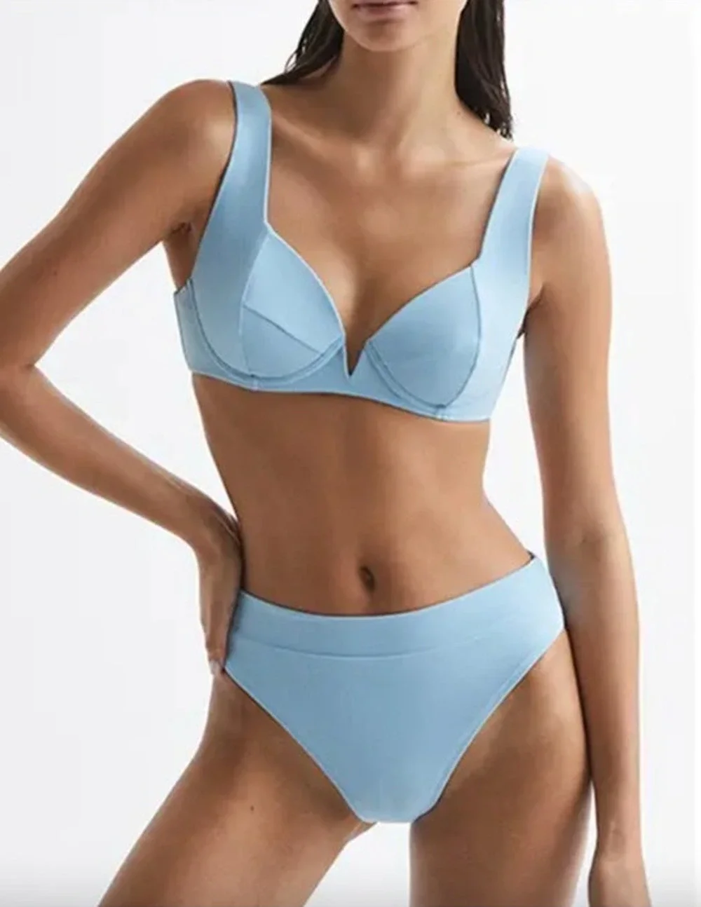 REISS Elise Bikini Bottom Size 8 NEW Light Blue $70 Swim Separates